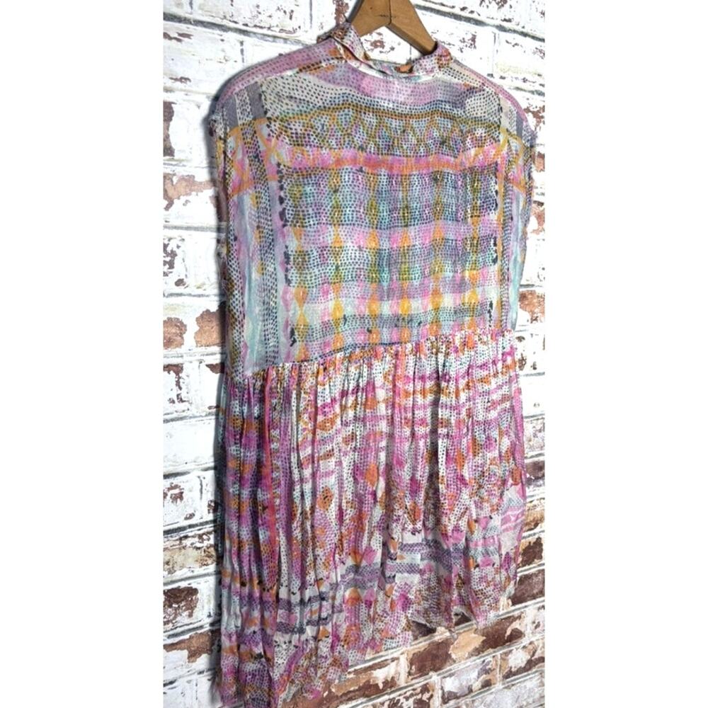 Free People FP One Zella Oversized Flowing Sheer Printed Distressed Hem Dress - Picture 13 of 13